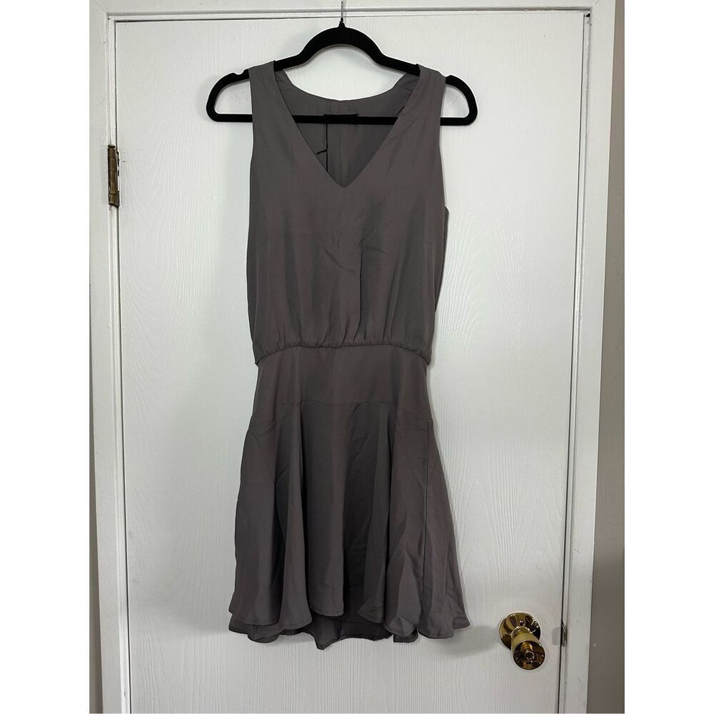 Krisa Grey V-neck A-line Mini Dress Size XS